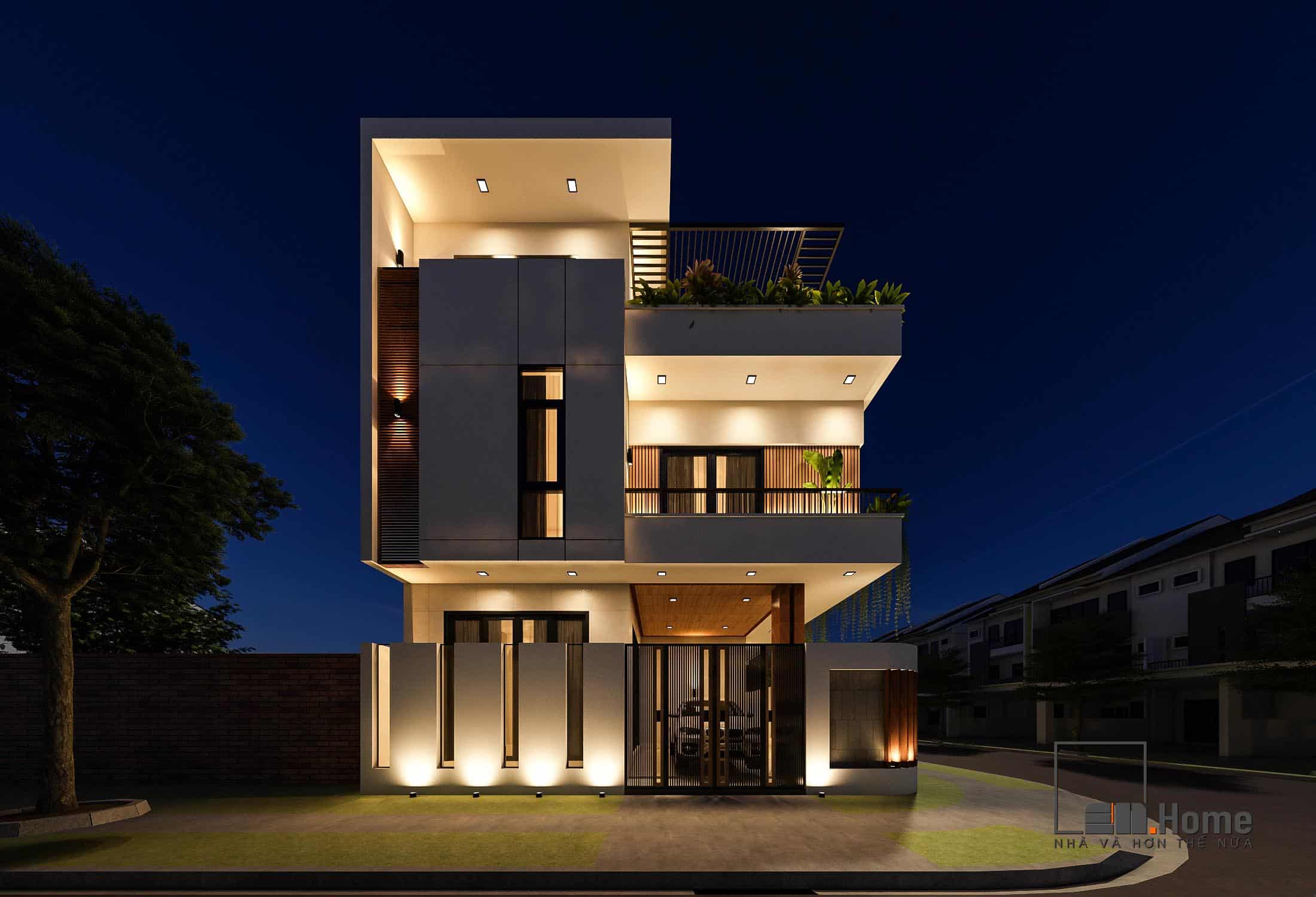 Kiến trúc mặt tiền Mr Huy Tam Kỳ 120m2 5 Phối cảnh mặt tiền