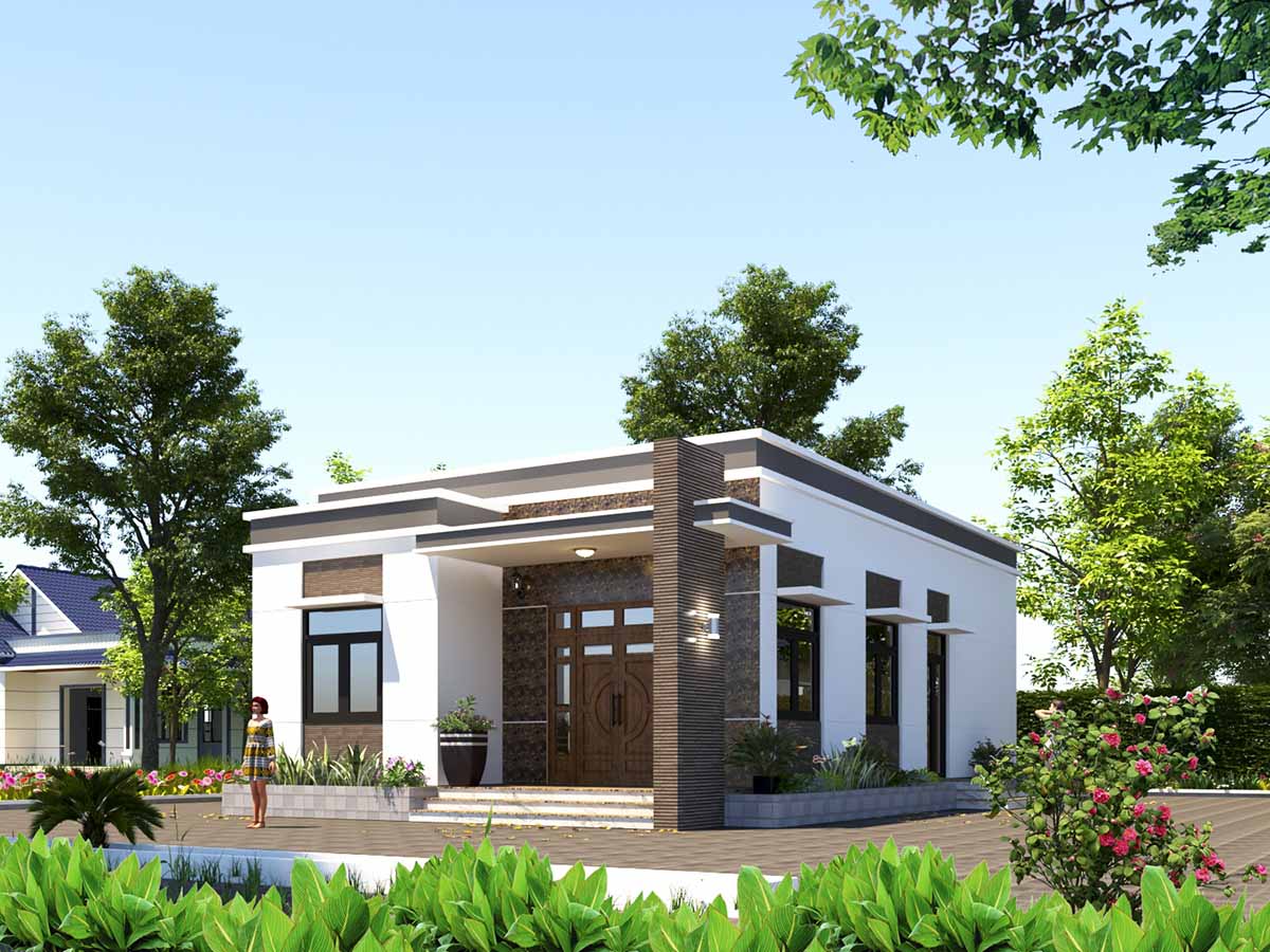 Mẫu nhà cấp 4 mái bằng 3 phòng ngủ được ưa chuộng nhất năm 2021 11 Nhà cấp 4 mái bằng 3 phòng ngủ