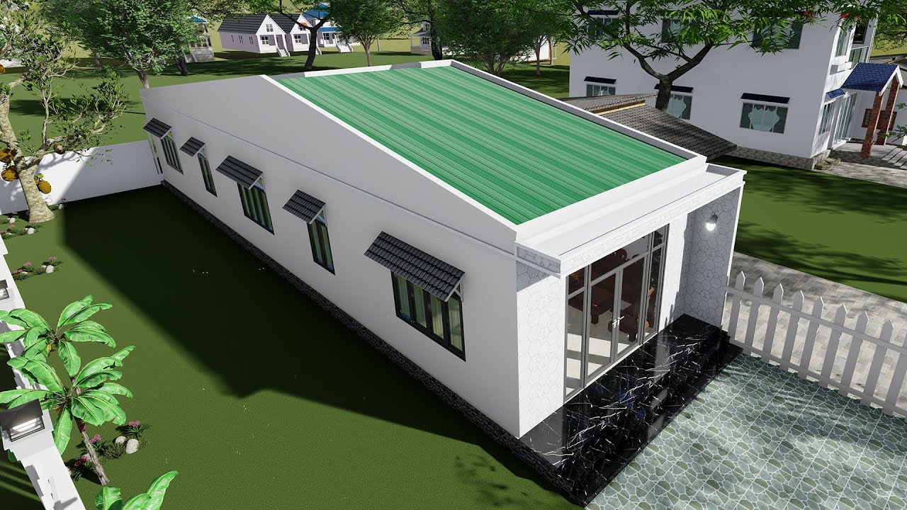 Nhà mái bằng cấp 4 đơn giản được nhiều người ưa chuộng 8 Nhà mái bằng cấp 4 mái bằng lợp tôn