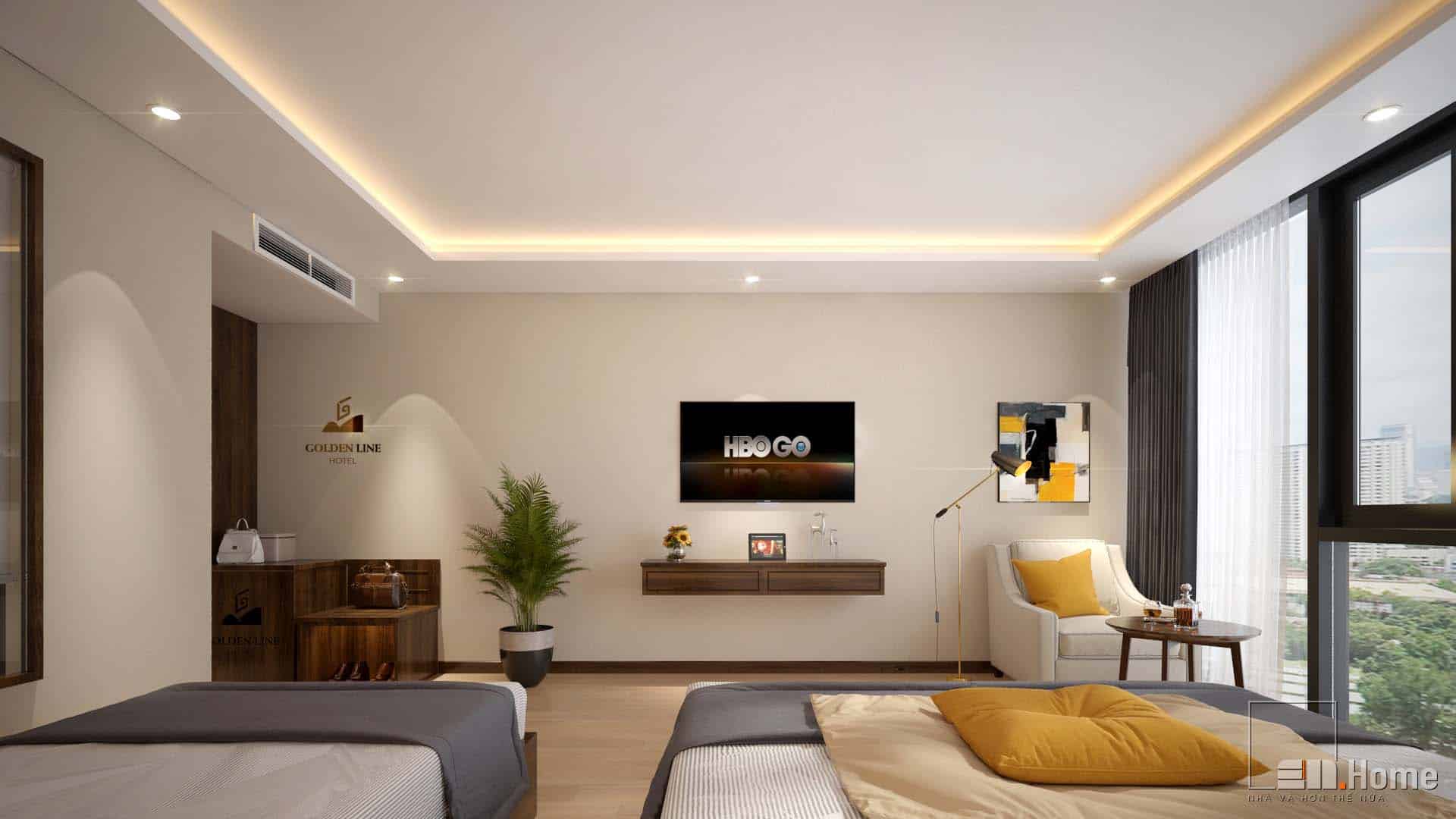 Dự án thiết kế phòng ngủ khách sạn Goldenline 45m2 - Sơn Trà, Đà Nẵng 25 Thiết kế nội thất khách sạn