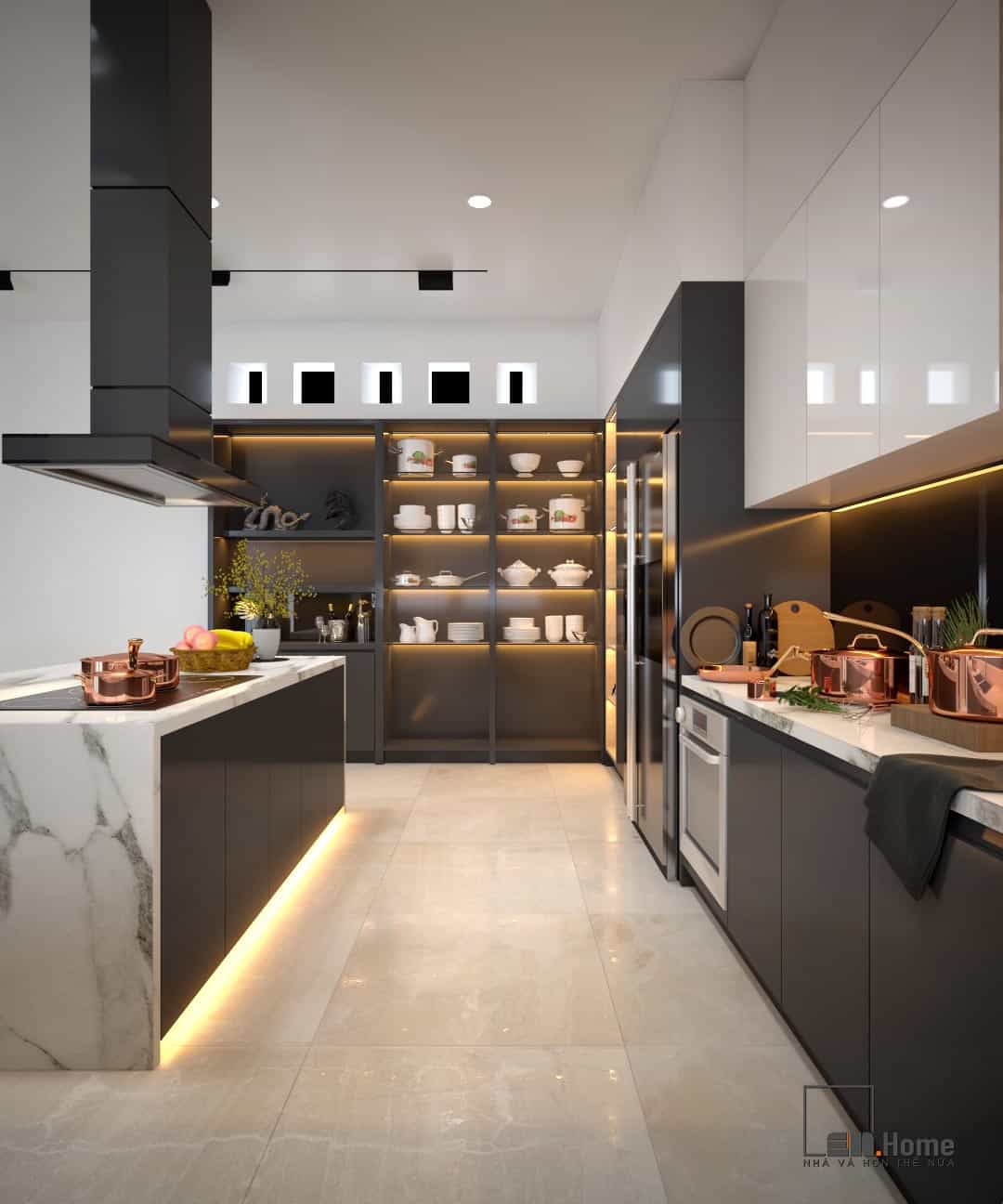 Dự án thiết kế nhà anh Khánh 60m2 - Đạ Huoai, Lâm Đồng 14 noi that bep hien dai