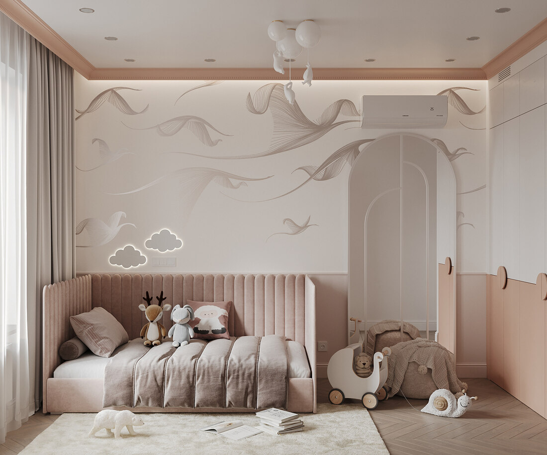 Phòng ngủ vẽ tường tranh trừu tượng