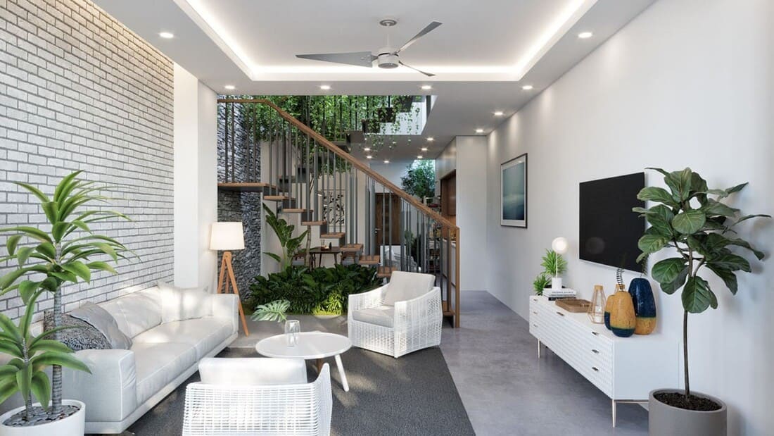 15 mẫu phòng khách có cầu thang đẹp được ưa chuộng năm 2022  CafeLandVn