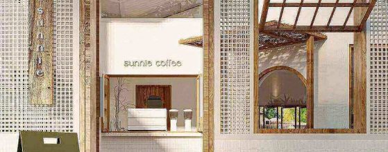 Quán Cafe trang trí mặt tiền dạng lỗ