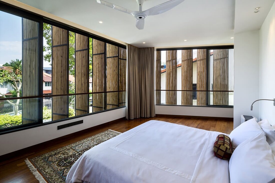 Phòng ngủ 10m2 với thiết kế hướng vườn.