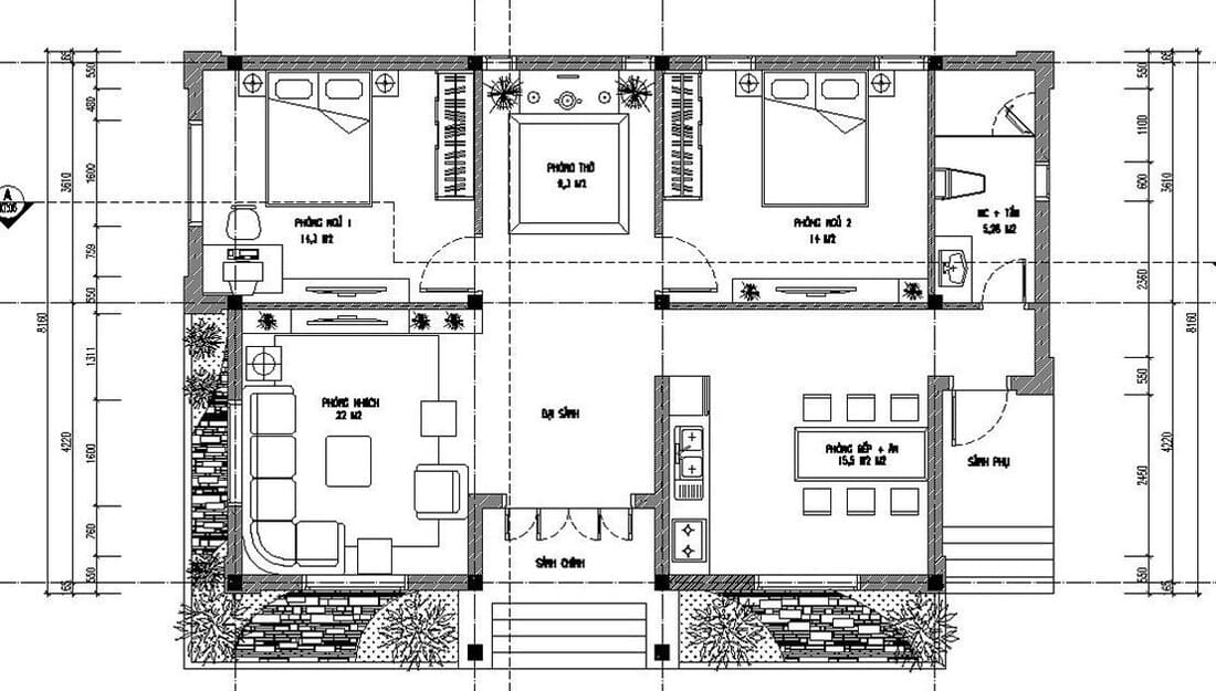 Mặt bằng biệt thự kiểu Pháp tân cổ điển