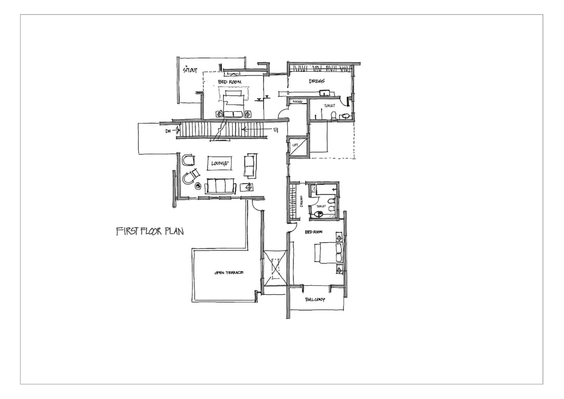 Mặt bằng tầng 2 nhà biệt thự 3 tầng 100m2