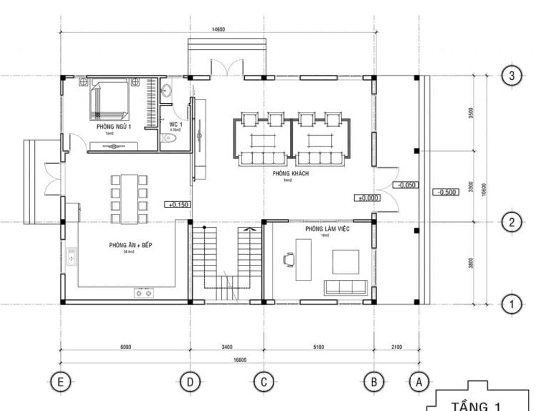 Bản vẽ mặt bằng tầng 1