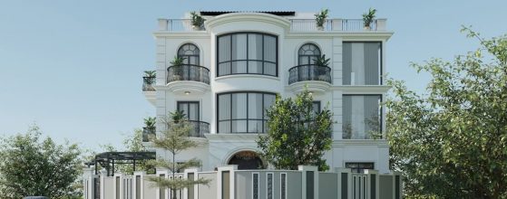 biệt thự 3 tầng màu trắng