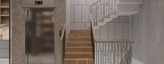 thang máy bên cạnh cầu thang