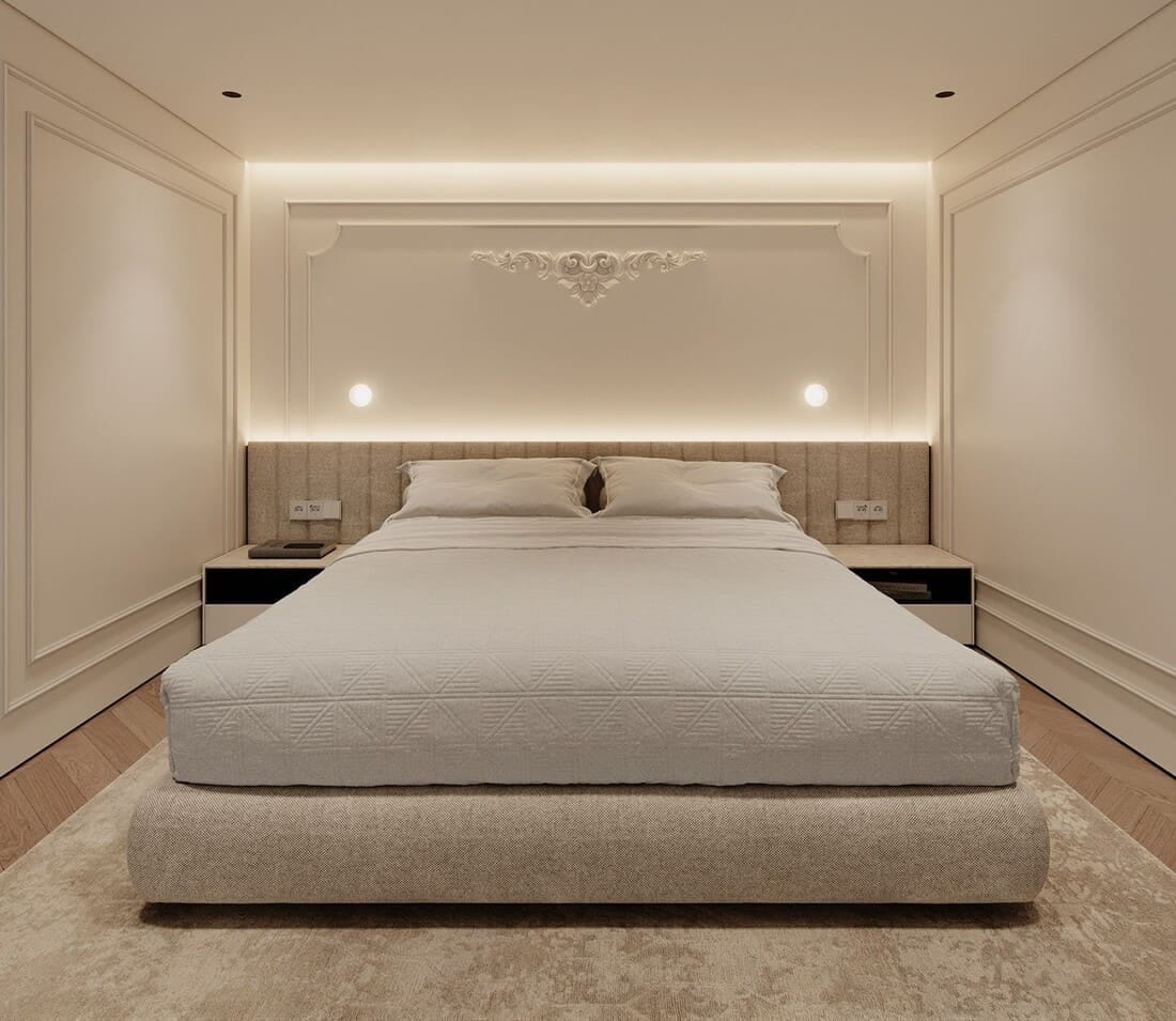 Mẫu phòng ngủ thiết kế theo phong cách tân cổ điển.