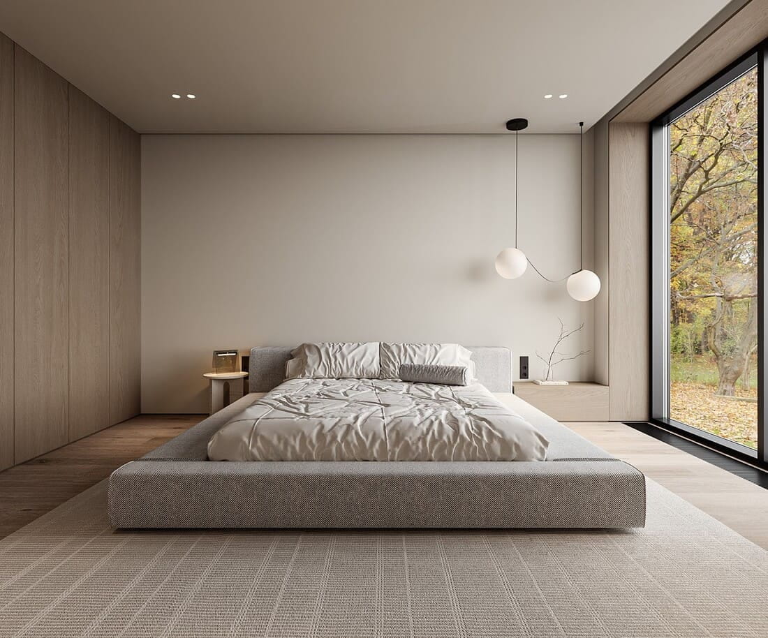 Mẫu phòng ngủ theo phong cách tối giản.