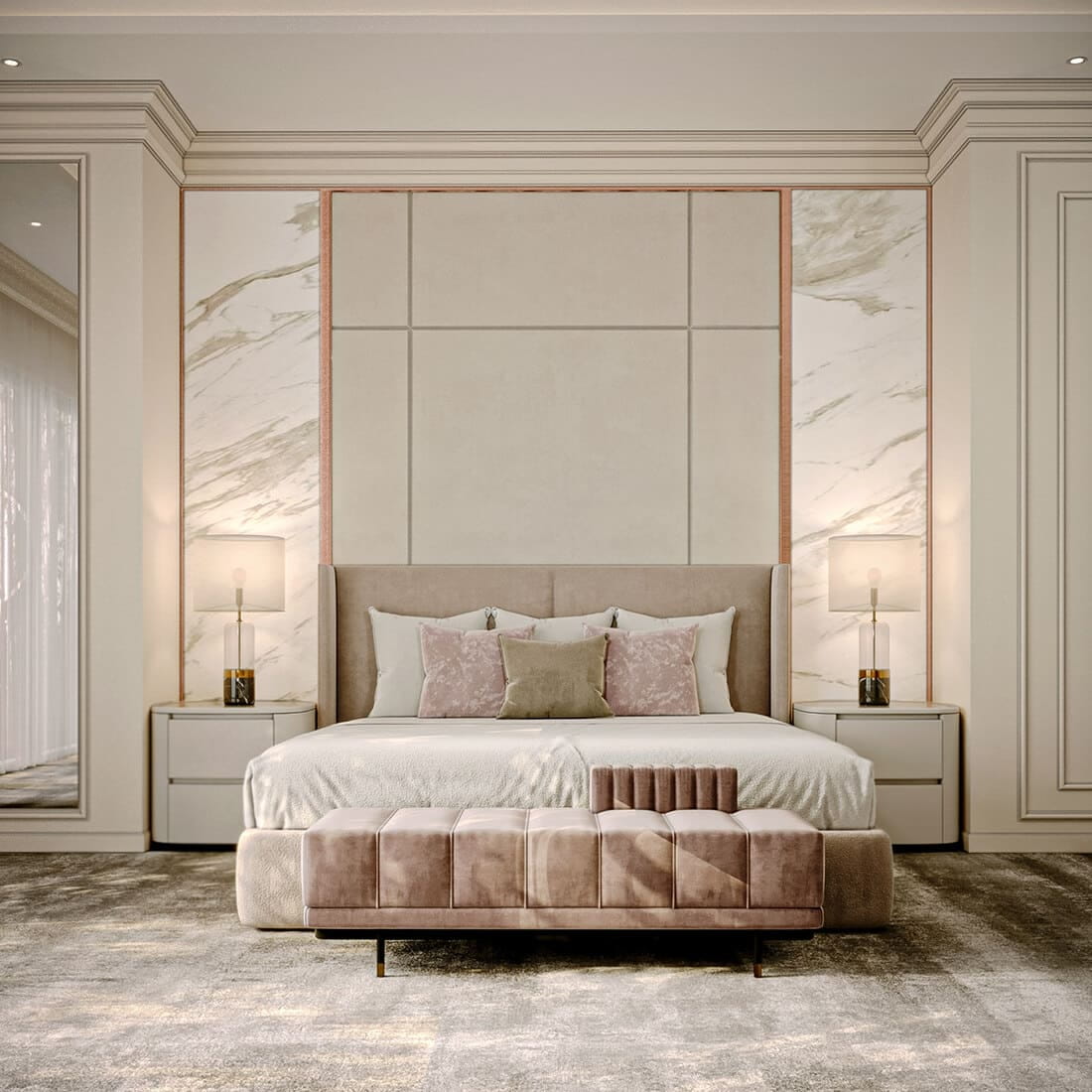 Giường ngủ tông màu hồng nhẹ nhà thích hợp cho các cô gái