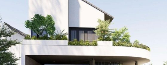 Thiết kế biệt thự mái lệch 3 tầng có sân vườn