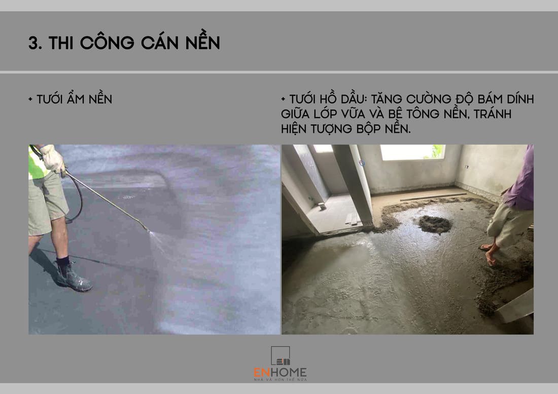 công đoạn tưới ẩm nền