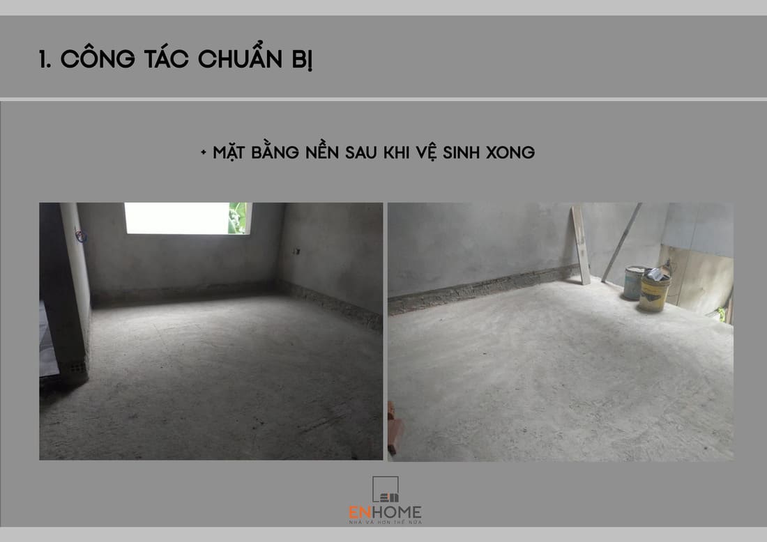 mặt bằng sau khi vệ sinh xong