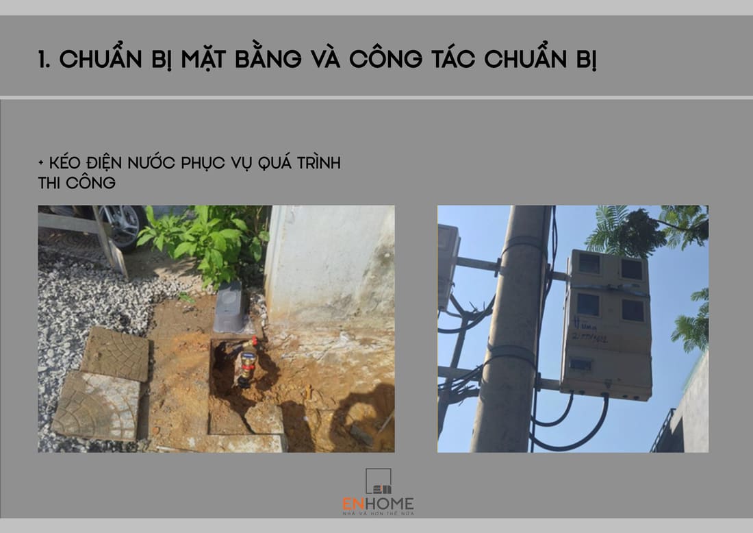 kéo điện nước để thi công