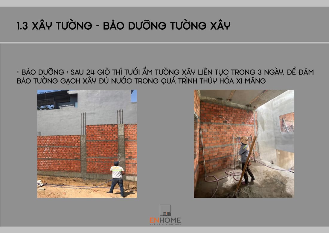 tưới ẩm bảo dưỡng tường xây 