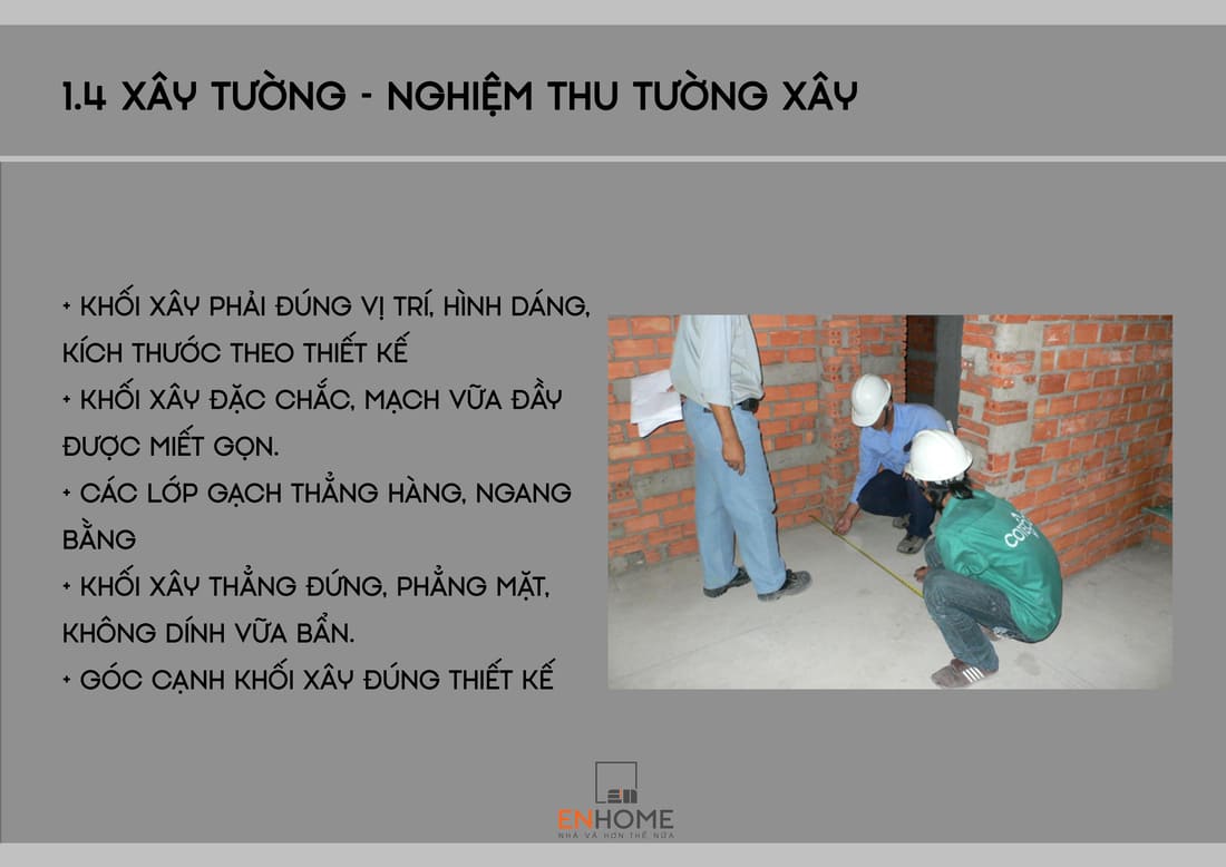 nghiệm thu quá trình xây tường