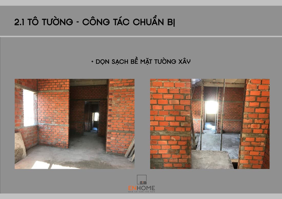 chuẩn bị dọn dẹp mặt bằng tường